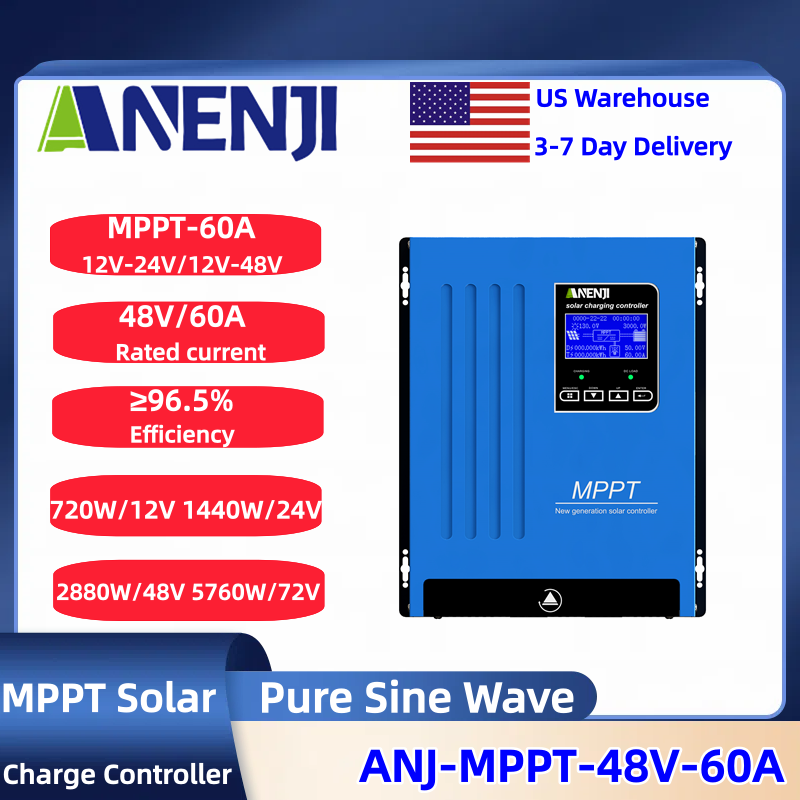 Solar Panel Monocrystalline - ANENJI MPPT 100A 80A 60A Solar