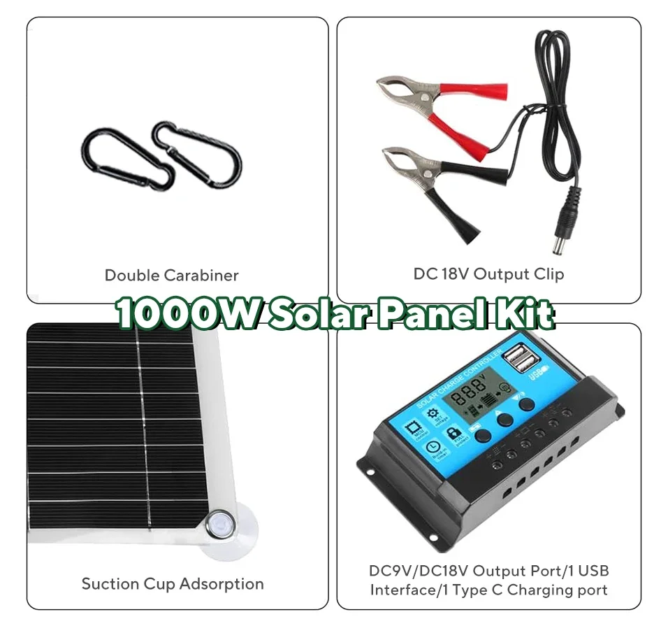 1000W Solar Panel Kit,12V Sola - Solar Panel Monocrystalline 评论和价格