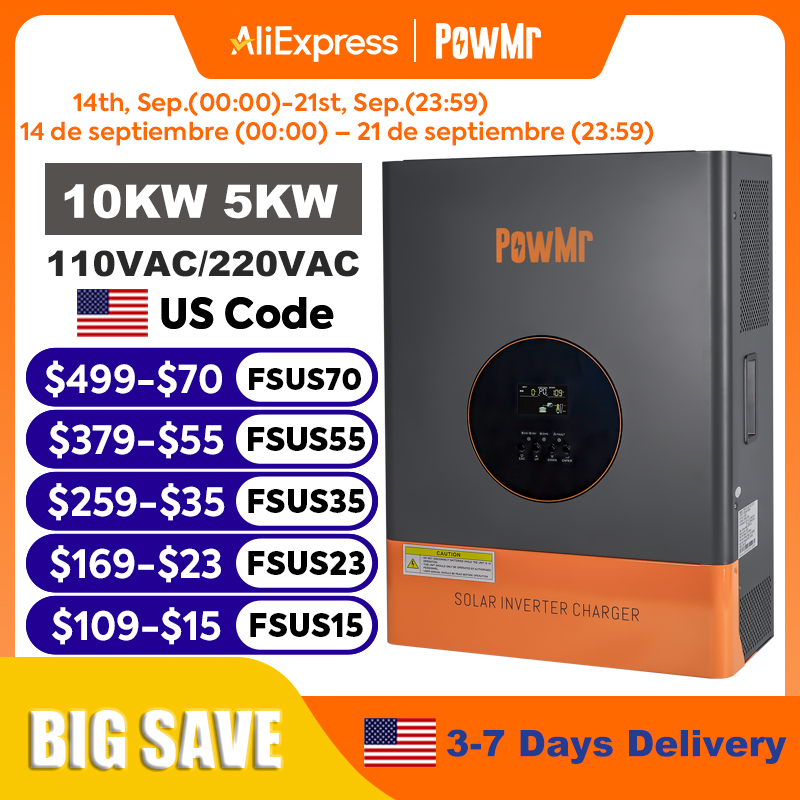 PowMr 10KW 5KW Split Phase Inv - Flexible Solar Panel 评论和价格